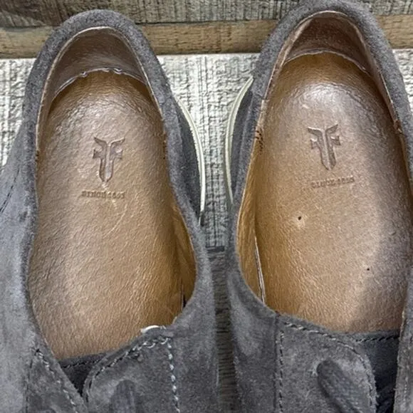 Frye Gemma Low Lace Suede Shoes Charcoal Gray Size 8.5