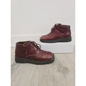 Frye Hobart Lace Up Embroidery Vintage Brown Leather Square Toe Boots Shoes 6.5