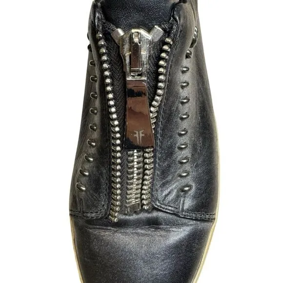 Frye Lena Leather Sneakers Shoes Womens Zip Front Low Platform Casual Size 8