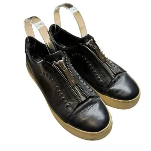 Frye Lena Leather Sneakers Shoes Womens Zip Front Low Platform Casual Size 8