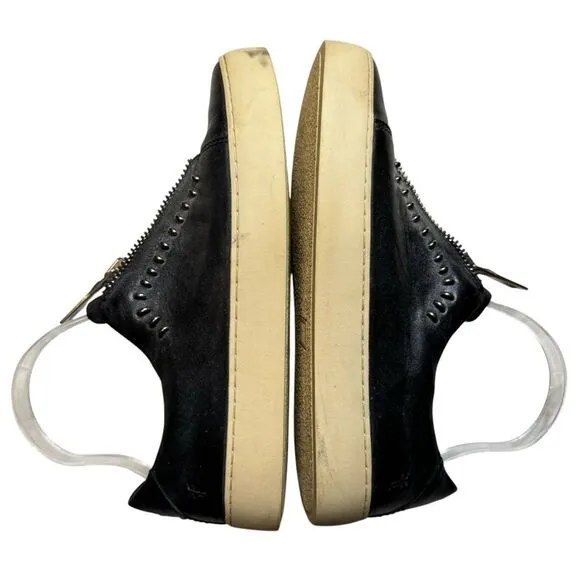 Frye Lena Leather Sneakers Shoes Womens Zip Front Low Platform Casual Size 8
