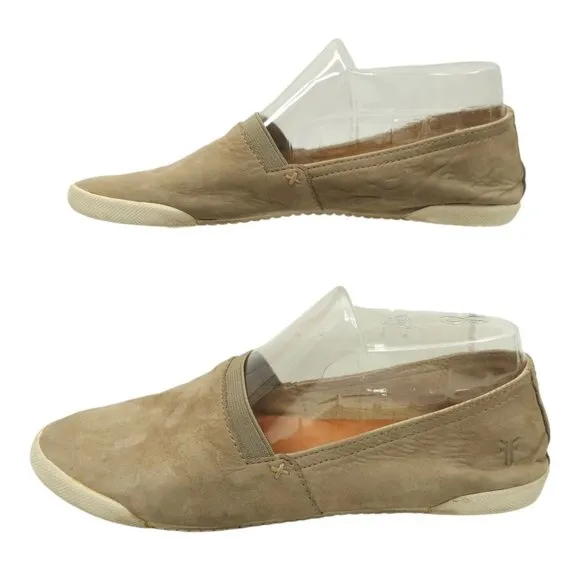 Frye Melanie Womens Slip On Sneaker Size 7.5 Nubuck Leather Taupe Gray Shoes
