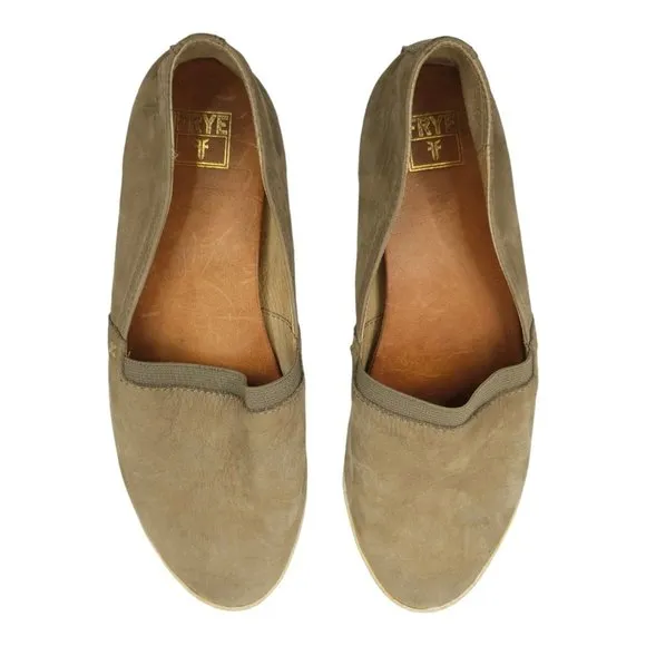 Frye Melanie Womens Slip On Sneaker Size 7.5 Nubuck Leather Taupe Gray Shoes