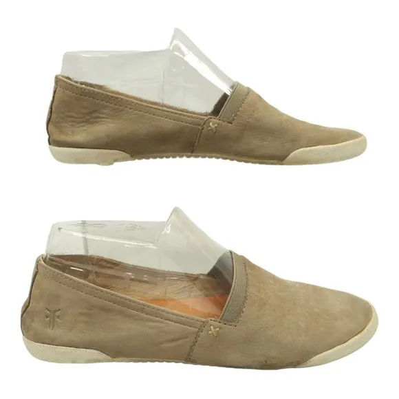 Frye Melanie Womens Slip On Sneaker Size 7.5 Nubuck Leather Taupe Gray Shoes