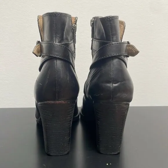 Frye Patty Riding Bootie Leather Heeled Ankle Boots Black Classic Western 10