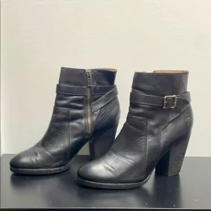 Frye Patty Riding Bootie Leather Heeled Ankle Boots Black Classic Western 10