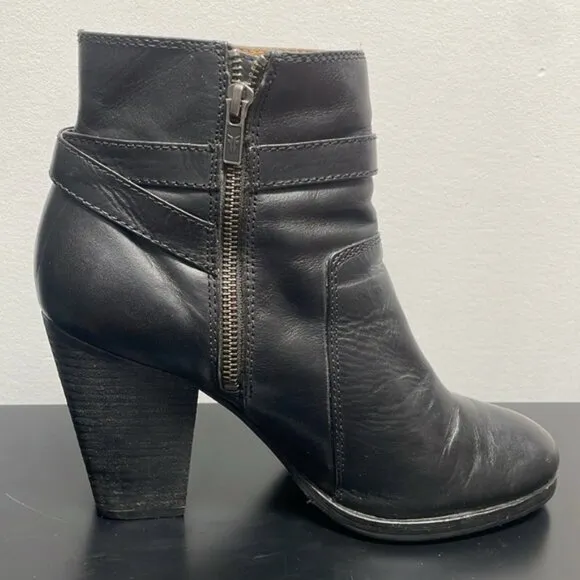 Frye Patty Riding Bootie Leather Heeled Ankle Boots Black Classic Western 10