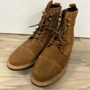 Frye Russell Tan Leather Suede Cap Boots FR41606 Lace Zip Up Mens Sizes NWOB