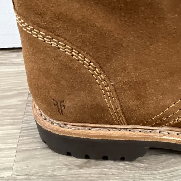 Frye Russell Tan Leather Suede Cap Boots FR41606 Lace Zip Up Mens Sizes NWOB