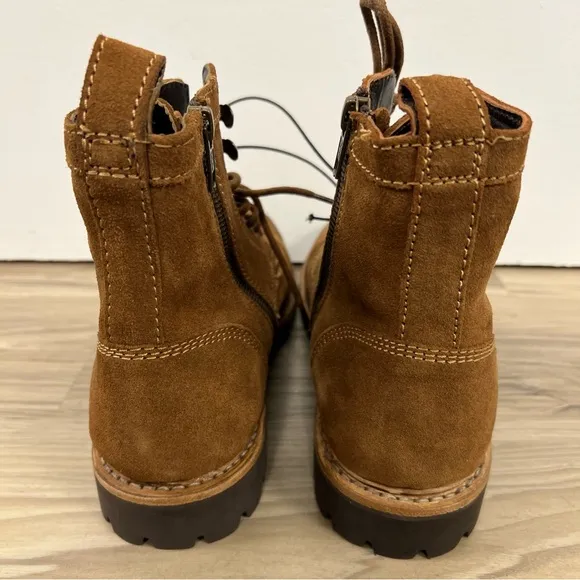 Frye Russell Tan Leather Suede Cap Boots FR41606 Lace Zip Up Mens Sizes NWOB