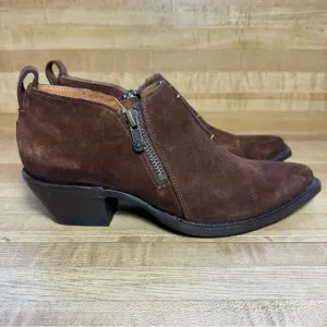 Frye Sacha Moto Shootie Womens Size 6.5B Brown Suede Side Zip Bootie Boots