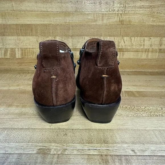 Frye Sacha Moto Shootie Womens Size 6.5B Brown Suede Side Zip Bootie Boots