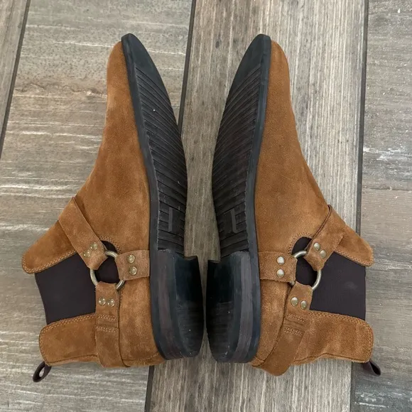 Frye Scott Chelsea Boots Mens Size 12 Ankle Harness Brown Suede Leather