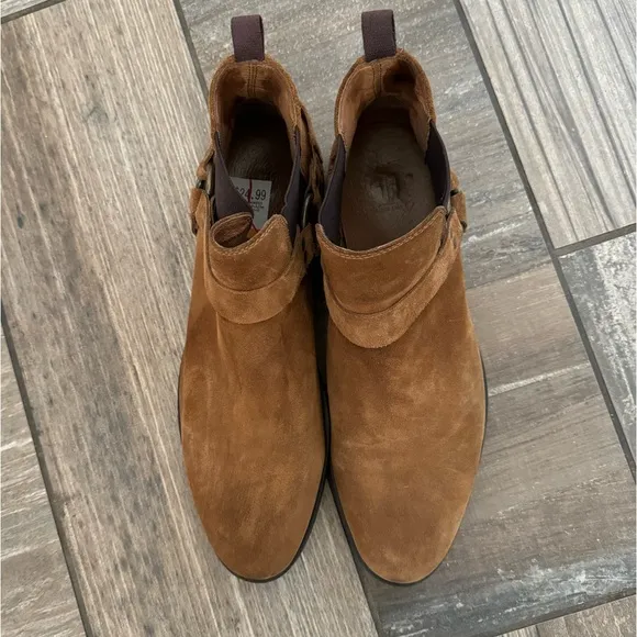 Frye Scott Chelsea Boots Mens Size 12 Ankle Harness Brown Suede Leather