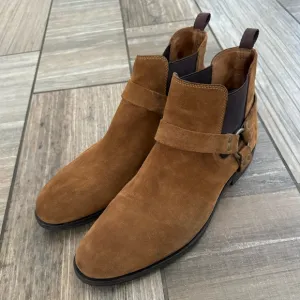 Frye Scott Chelsea Boots Mens Size 12 Ankle Harness Brown Suede Leather