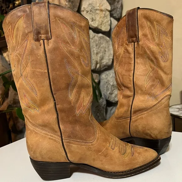 Frye Suede Leather Western Cowboy Boots Size 8