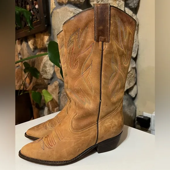 Frye Suede Leather Western Cowboy Boots Size 8
