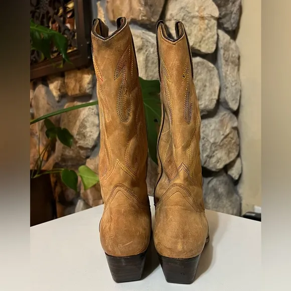 Frye Suede Leather Western Cowboy Boots Size 8
