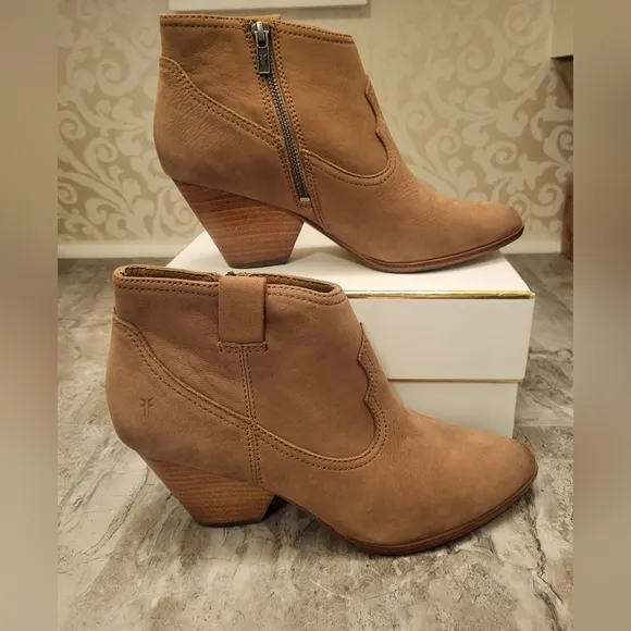 Frye Tan Ankle Boots Western Style