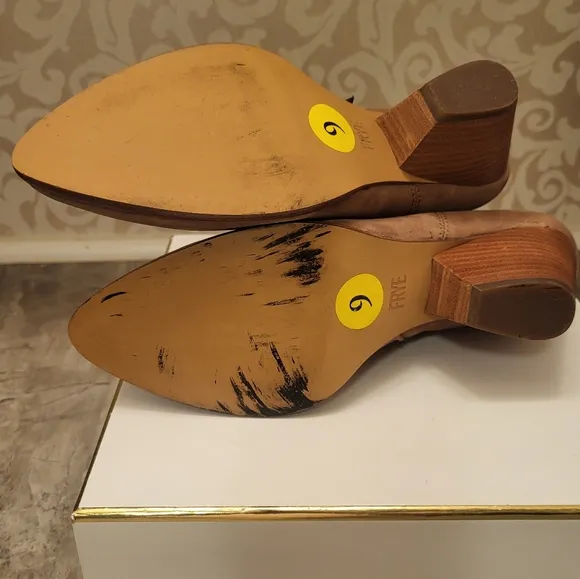 Frye Tan Ankle Boots Western Style