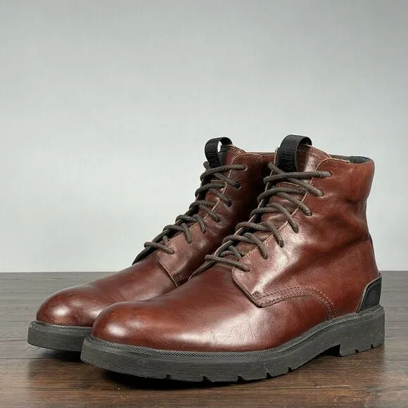 FRYE Terra Boots Mens 10 Cognac Leather Lace-Up Chukka Combat Boot‎ Classic