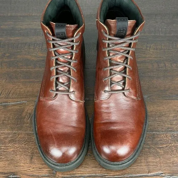 FRYE Terra Boots Mens 10 Cognac Leather Lace-Up Chukka Combat Boot‎ Classic
