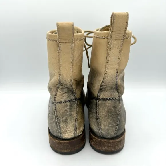 Frye Veronica Comabt Boots lace up dip-dye Ombre leather rounded toe grunge