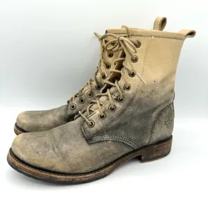 Frye Veronica Comabt Boots lace up dip-dye Ombre leather rounded toe grunge