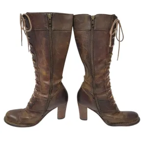 Frye Villager Lace-Up Handmade Genuine Leather Boots Women's Size 6M Pre-owned