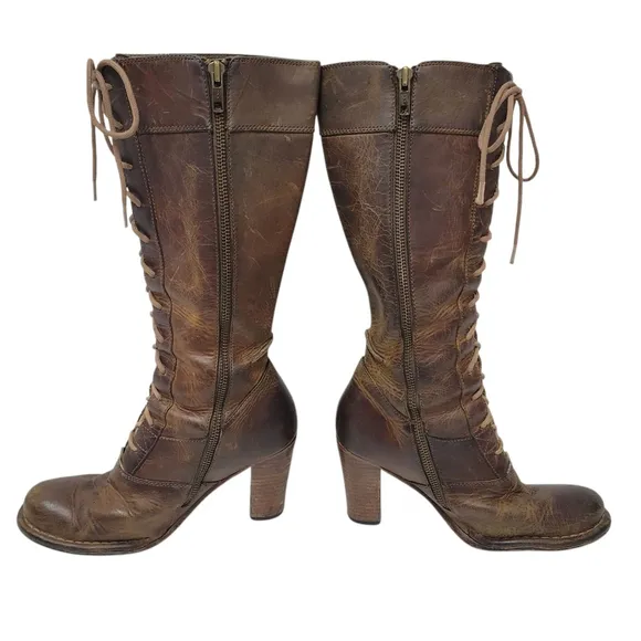 Frye Villager Lace-Up Handmade Genuine Leather Boots Women's Size 6M Pre-owned