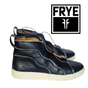 Frye Women's Sz 9.5M Webster Tiered Half Zip High Lace-up Leather Sneakers Shoes