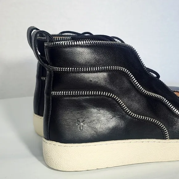 Frye Women's Sz 9.5M Webster Tiered Half Zip High Lace-up Leather Sneakers Shoes