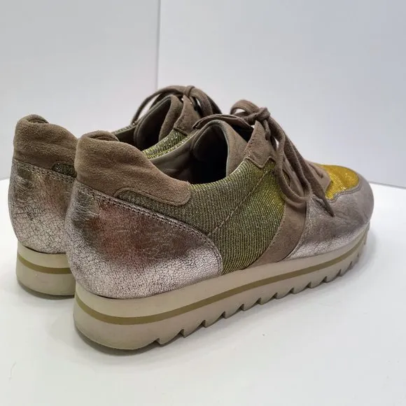 Gabor Beliebt Damen Rose Gold Metallic Sparkle Platform Sneaker Size: 7.5