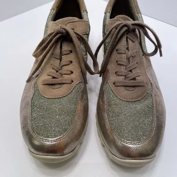 Gabor Beliebt Damen Rose Gold Metallic Sparkle Platform Sneaker Size: 7.5