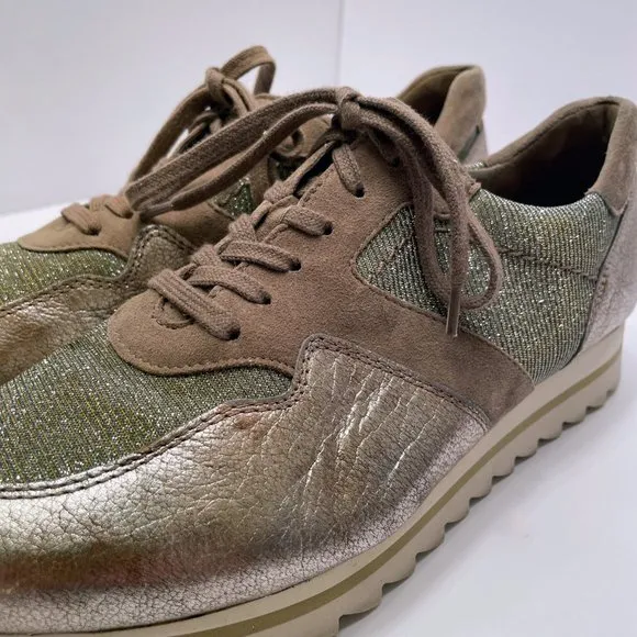 Gabor Beliebt Damen Rose Gold Metallic Sparkle Platform Sneaker Size: 7.5