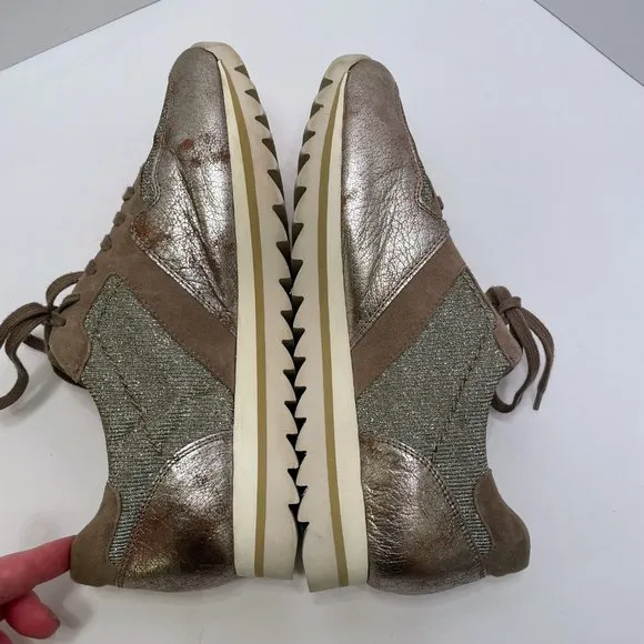 Gabor Beliebt Damen Rose Gold Metallic Sparkle Platform Sneaker Size: 7.5