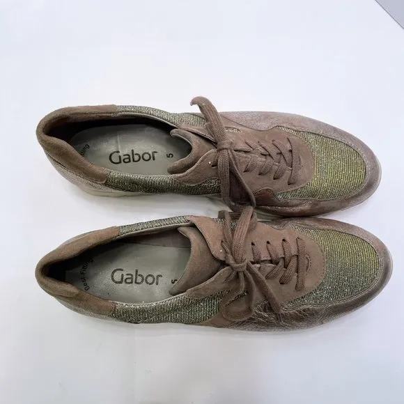 Gabor Beliebt Damen Rose Gold Metallic Sparkle Platform Sneaker Size: 7.5
