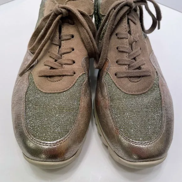 Gabor Beliebt Damen Rose Gold Metallic Sparkle Platform Sneaker Size: 7.5