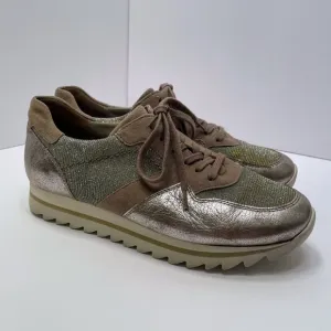 Gabor Beliebt Damen Rose Gold Metallic Sparkle Platform Sneaker Size: 7.5