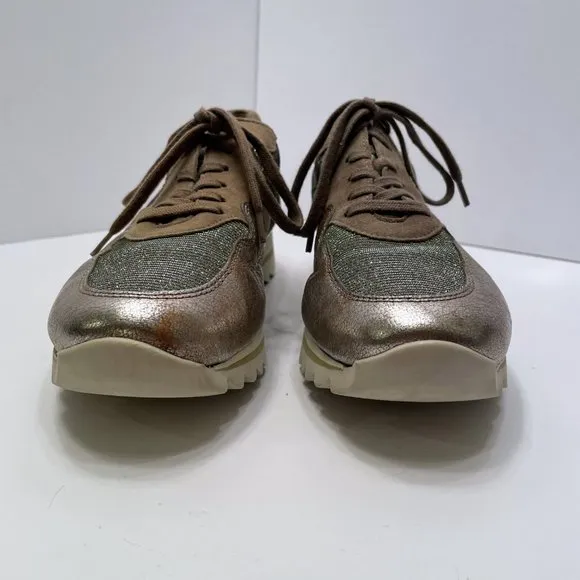 Gabor Beliebt Damen Rose Gold Metallic Sparkle Platform Sneaker Size: 7.5