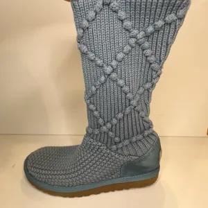 Genuine Ugg Australia Classic Women’s Crochet Tall Boots Size 7 Blue Wool Insole