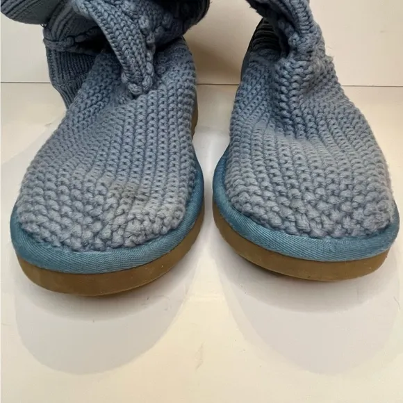 Genuine Ugg Australia Classic Women’s Crochet Tall Boots Size 7 Blue Wool Insole