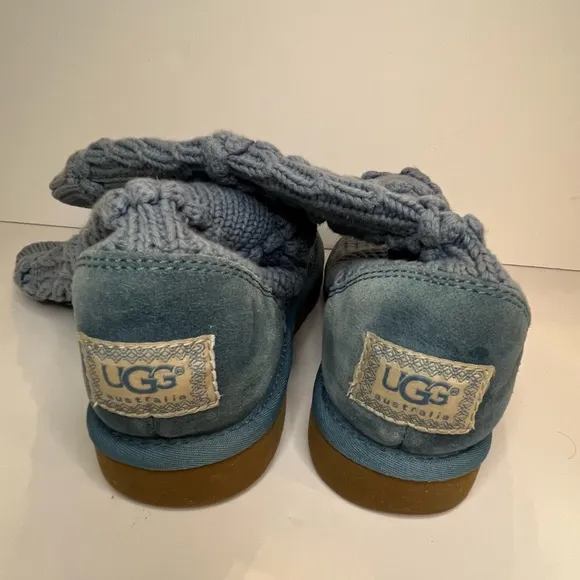 Genuine Ugg Australia Classic Women’s Crochet Tall Boots Size 7 Blue Wool Insole