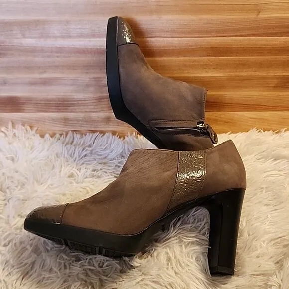 GEOX RESPIRA ANNYA SHORT BOOTIES TAUPE WOMENS 39.5