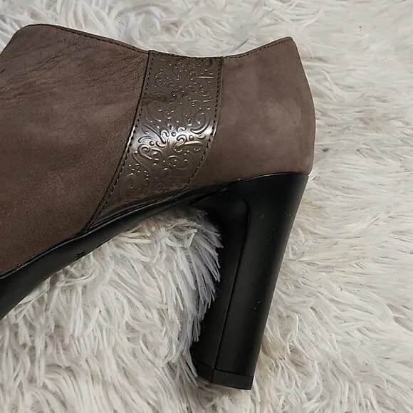 GEOX RESPIRA ANNYA SHORT BOOTIES TAUPE WOMENS 39.5