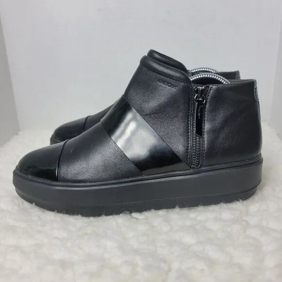 Geox Respira  Kaula Women's Size 9.5 Black Leather Sneaker Shoes