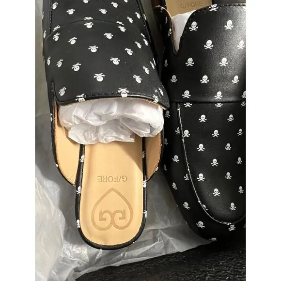 G/Fore Killer Skull &amp; Ts Mules - Onyx Leather - Womens Golf Shoes