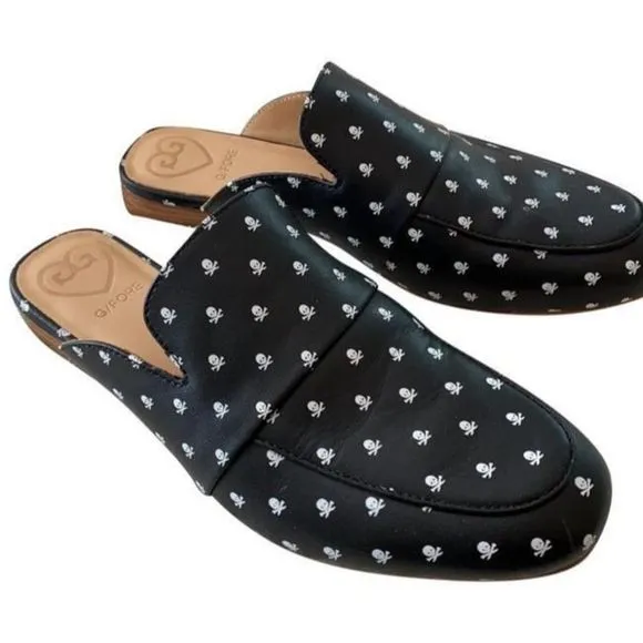 G/Fore Killer Skull &amp; Ts Mules - Onyx Leather - Womens Golf Shoes