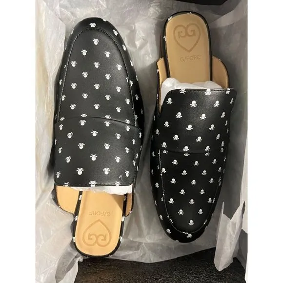 G/Fore Killer Skull &amp; Ts Mules - Onyx Leather - Womens Golf Shoes