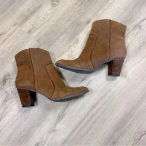 G.H. Bass Amanda Brown Suede Leather Closed Toe Side Zipper Heel Midi Short Boot